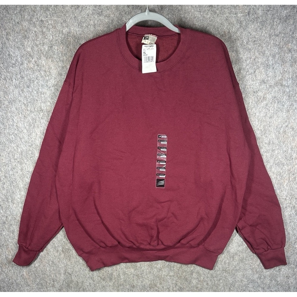 Vintage 90s Cheetah Blank Crewneck Sweatshirt Mens XL Burgundy USA Made NWT
